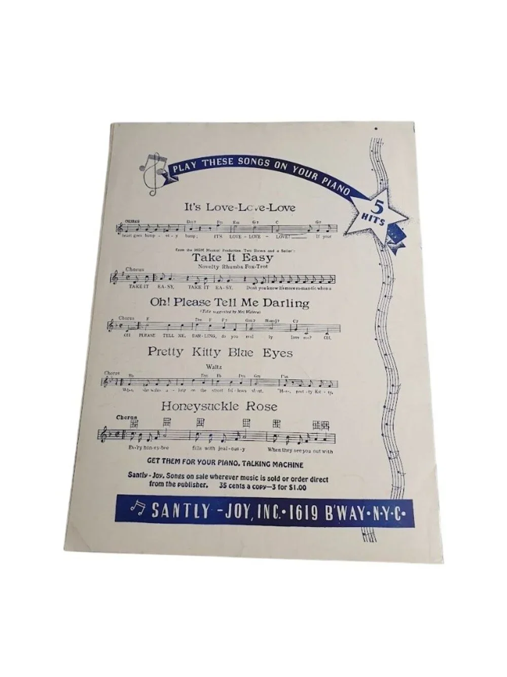 Pretty Kitty Blue Eyes 1944 Sheet Music Waltz Lyrics Curtis Mizzy Ozzie Nelson